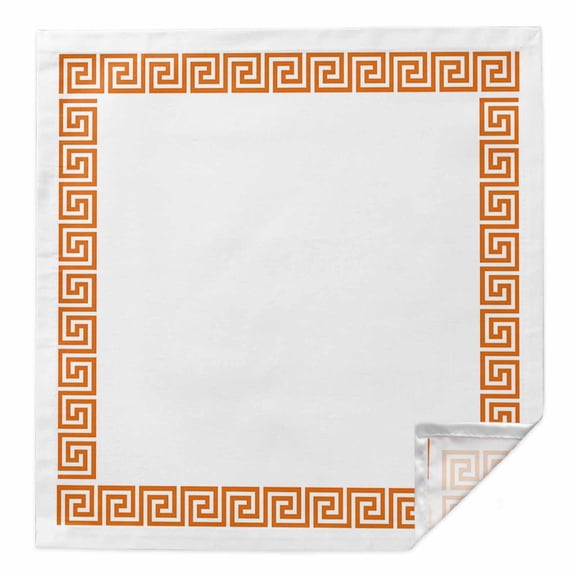 Orange Geometric Cloth Napkins Washable Set of 1, Modern Key Greek Design Abstract Art Reusable Dinner Table Napkins Cloth Bulk for Weddings Kitchen Restaurants Hotel Events Parties 20 x 20 Inch