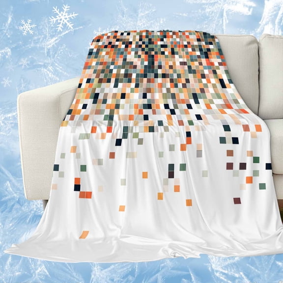Orange Geometric Cooling Blanket,Lightweight Breathable Summer Throw Blanket with Double Sided Cold Effect,Abstract Plaid Colorful Grid Texture Picnic Blankets Bed Sheet for Hot Sleepers 30"x40"