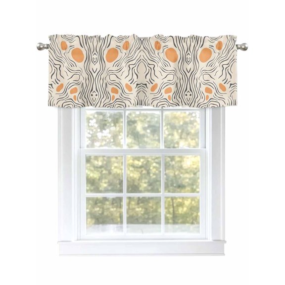 Orange Geometric Curtain Valances for Windows, Modern Color Block Abstract Kitchen Valance Window Treatment, Light Filtering Block Curtains for Bathroom/Bedroom/Living Room 42'' x 12''