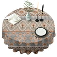 thumbnail image 1 of Orange Geometric Diamond Cross Pattern Round Tablecloth 60"x60",Wrinkle Wipeable Table Cloth for Kitchen Dining Room Picnic Patio Party, 1 of 6