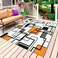 thumbnail image 1 of Orange Geometric Outdoor Rug 5x7 Ft, Non Slip Washable Area Rug, Black Grey Abstract Striped Modern Art Patio Rugs Carpet Runner, Large Floor Mat for Indoor/Outdoor Deck Porch Camping, 1 of 8