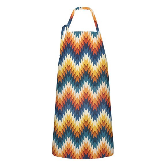 Orange Geometric Pattern Apron-Garden Aprons for Women with Pockets-Cotton Linen Waterproof Kitchen Cooking Gardening Aprons Adjustable for Kitchen,Cooking,BBQ and Salon 33x27 Inch