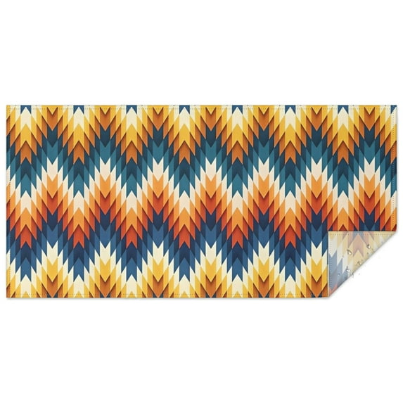 Orange Geometric Pattern Rectangle Tablecloth 60"x120",Waterproof Polyester Rectangle Table Cloth, Wipeable Spillproof Polyester Tablecloth for Dining, Camping, Indoor and Outdoor