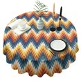 thumbnail image 1 of Orange Geometric Pattern Round Tablecloth 60"x60",Wrinkle Wipeable Table Cloth for Kitchen Dining Room Picnic Patio Party, 1 of 6