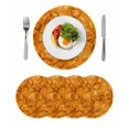 thumbnail image 1 of Orange Geometric Round 13 Inch Placemats Set of 4, Modern Luxury Aesthetic Abstract Motifs HeatResistant Non Slip Place Mats for Dining Table, Wipeable Braided Kitchen Table Mats for Housewarming, 1 of 9