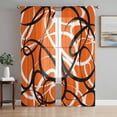 thumbnail image 1 of Orange Geometric Semi Sheer Curtains 63 Inch Length 2 Panels Set, Black White Striped Abstract Lines Art Sheer Kitchen Curtain Privacy Voile Window Curtain for Living Room Bedroom Rod Pocket Drapes, 1 of 7