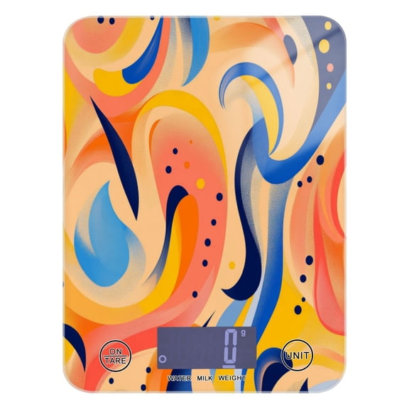 Orange Geometric Shapes Food Scale Digital Kitchen Scale Waterproof Grams Ounces lbs for For Baking and Cooking