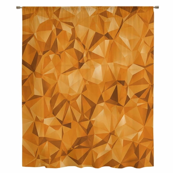 Orange Geometric Sheer Curtains 63 Inches Long, Modern Luxury Aesthetic Abstract Motifs Light Filering Curtains, Breathable Simi Curtain Privacy Drapes for Living Room Bedroom Window Treatment