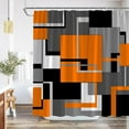 thumbnail image 1 of Orange Geometric Shower Curtain Black White and Gray Abstract Minimalist Line Geometry Mid Century Polyester Fabric Bathroom Accessories Set Include Hooks 70Wx70H Inch, 1 of 6
