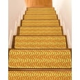 thumbnail image 1 of Orange Geometric Stair Treads for Wooden Steps Indoor Runner Rug Carpet, Modern Moire Abstract Art Aesthetics 15 Pieces Peel and Stick Staircase Step Treads Covers Washable Throw Door Mats, 30"x8", 1 of 6
