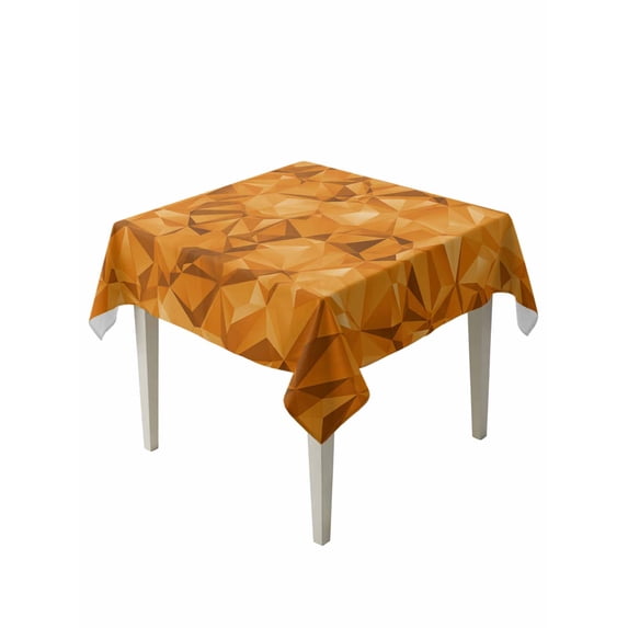 Orange Geometric Suqare Tablecloth - 60 x 60 Inch, Modern Luxury Aesthetic Abstract Motifs Waterproof & StainResistant Tablecloth, Washable Oil-proof Table Cover for Dining/Party/Wedding/Buffet