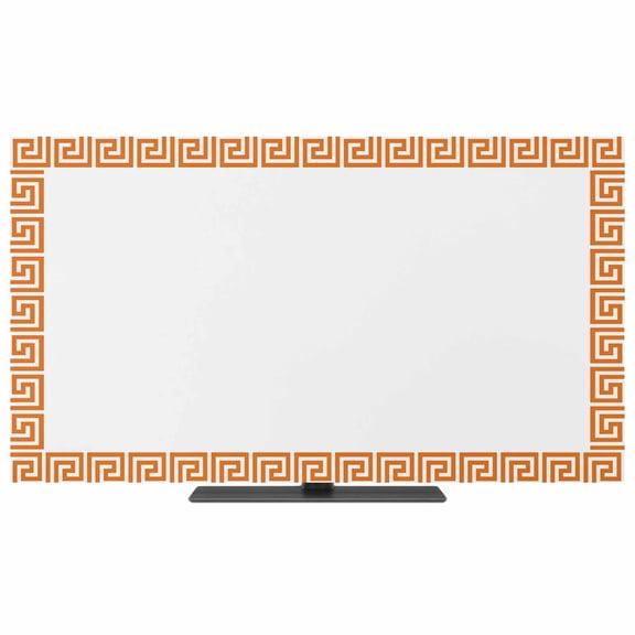 Orange Geometric TV Dust Cover,Stretchable TV Screen Desktop Computer Protector Cover,Modern Key Greek Design Abstract Art Television Dustproof Slipcover for 19–24 Inch Flat or Curved TVs