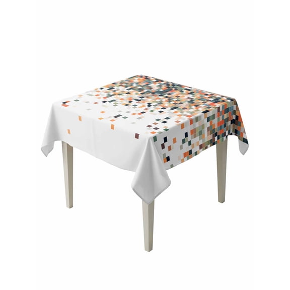 Orange Geometric Table Cloth 54x54 Inch Square, Abstract Plaid Colorful Grid Texture Waterproof Tablecloth Washable Table Cover for Party Picnic Dinner Decor