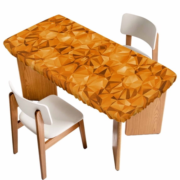 Orange Geometric Table Cloths for 3 Foot Rectangle Tables, Modern Luxury Aesthetic Abstract Motifs Patio Waterproof Elastic Fitted Tablecloths, Washable Rectangular Table Cover for Camping