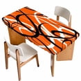 thumbnail image 1 of Orange Geometric Table Cloths for 4 Foot Rectangle Tables, Black White Striped Abstract Lines Art Patio Waterproof Elastic Fitted Tablecloths, Washable Rectangular Table Cover for Camping, 1 of 8