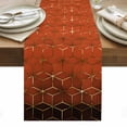 thumbnail image 1 of Orange Geometric Table Runner - 108 Inch Long, Kitchen Dining Table Runner Dresser Scarves, Ombre Modern Abstract Art Farmhouse Decor for Coffee Tables Wedding Party Banquet, 1 of 8