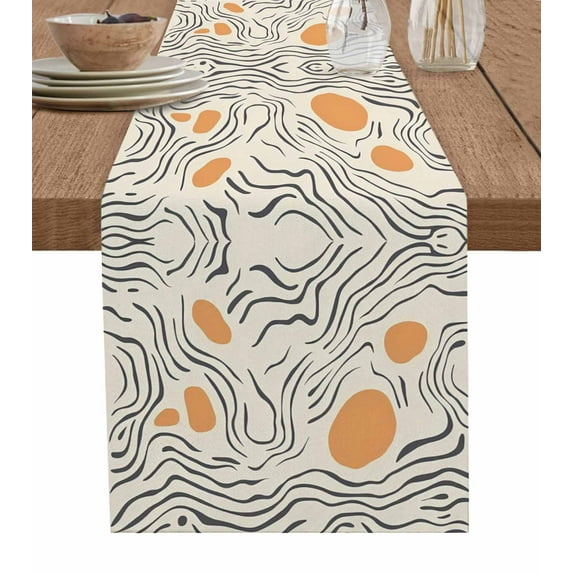 Orange Geometric Table Runner 120 Inches, Modern Color Block Abstract Bed Runner Dresser Scarves Tabletop for Indoor Outdoor Parties/Ceremony/Banquet, 13"x 120"