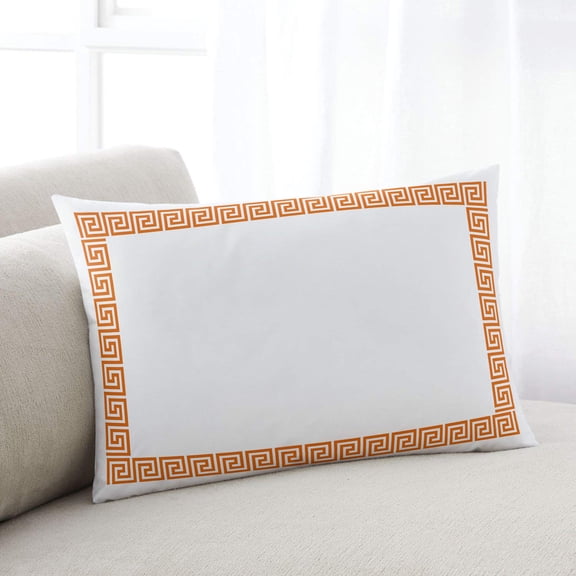 Orange Geometric Throw Pillow Covers, Modern Key Greek Design Abstract Art Soft Breathable Pillow Cases with Invisible Zipper for Sleeping, Toddler Pillowcases for Couch Bed Sofa Chair 12x20 Inches