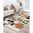 thumbnail image 1 of Orange Geometry,Large Area Rug 4x6ft Woven Runner Rug,Retro Modern Abstract Middle Century Washable Living Room Bedroom Kitchen Bathroom Classroom Carpet with Tassels,Indoor Outdoor Throw Door Mat, 1 of 5