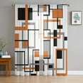 thumbnail image 1 of Orange Geometry, Semi Sheer Curtains 96 Inch Length 2 Panels Set, Retro Modern Abstract Middle Century Sheer Kitchen Curtain Privacy Voile Window Curtain for Living Room Bedroom Rod Pocket Drapes, 1 of 7