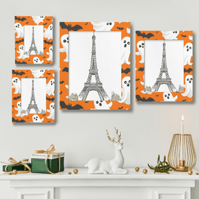 Orange Ghost Bat 11x14in Halloween Wooden Picture Frame Eco Wood & Acrylic Photo Frame for Kids Room, Wall & Tabletop Decor, 5mm Thick