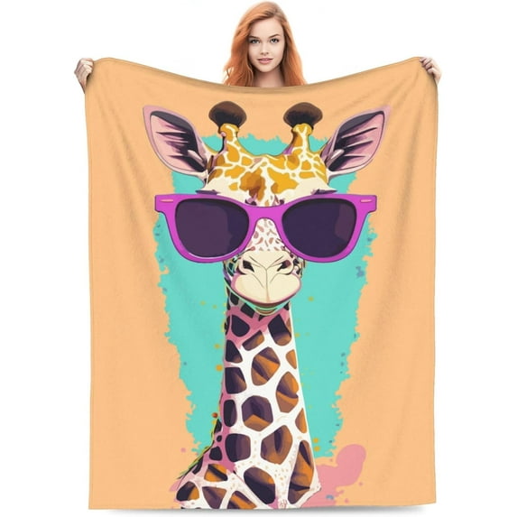 Orange Giraffe Blanket Throw Blanket Soft Fuzzy Travel Blanket for Bedroom Living Room Couch Office Car All Season Gift for Girls Boys Women Men 60"x50"