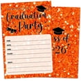 thumbnail image 1 of Orange Glitter Graduation Invitation Card for Graduate, Orange Glitter Graduation Party Invites, 30 Cards & 30 Envelopes, 4x6 Inches, Double-Sided, 1 of 7