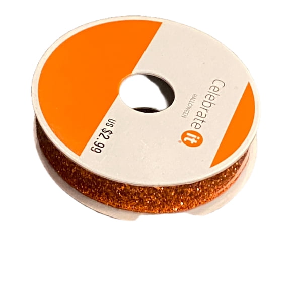 Orange Glitter Ribbon 3/8" x 3yd