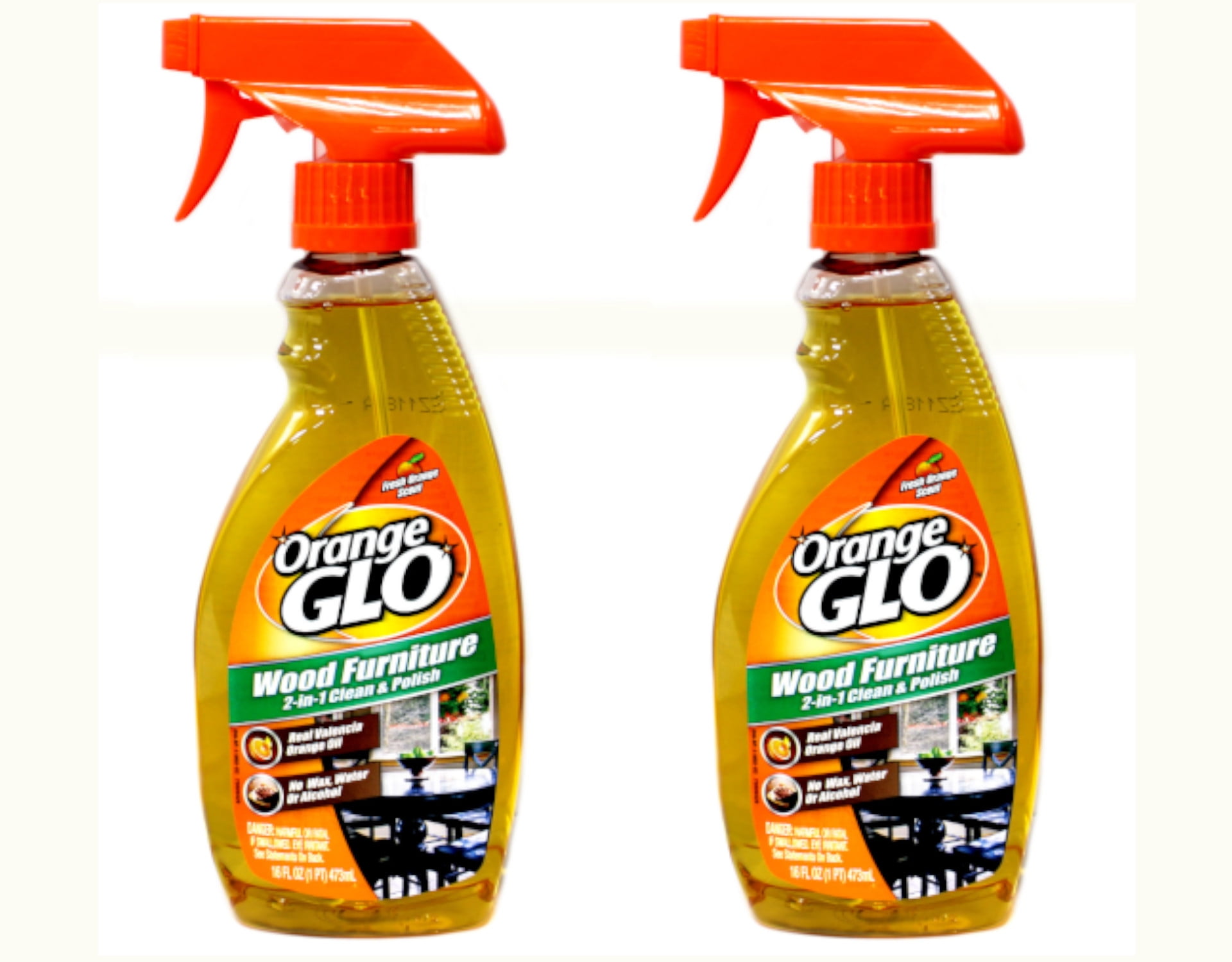 Orange Glo Wood Furniture 2in1 Clean and Polish Spray, 16 Ounce Pack