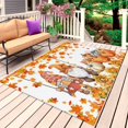 thumbnail image 1 of Orange Gnomes Fall Outdoor Rug for Patio/Deck/Porch, Non-Slip Large Area Rug 3 x 5 Ft, Thanksgiving Pumpkin Maple Leaves Indoor Outdoor Rugs Washable Area Rugs, Reversible Camping Rug Carpet Runner, 1 of 8