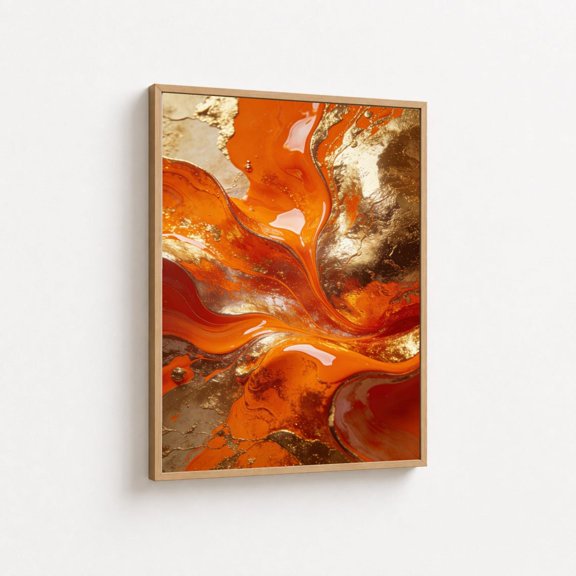 Orange Gold Abstract Flow Wall Art Print