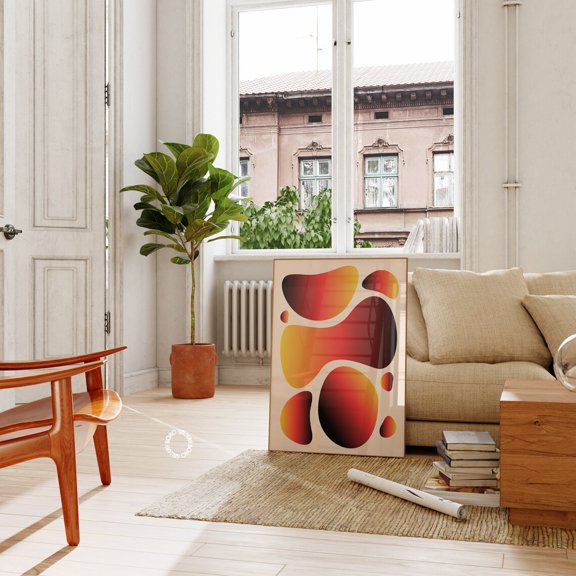 Orange Gradient Print Trendy Mid Century Modern Wall Art, Stretched Canvas 8x10in