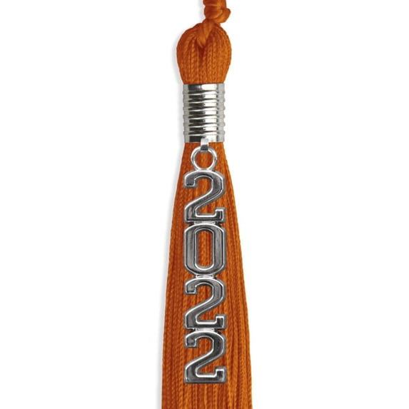 Endea Graduation Single Color Tassel Orange With Silver Stacked Date Drop 2022