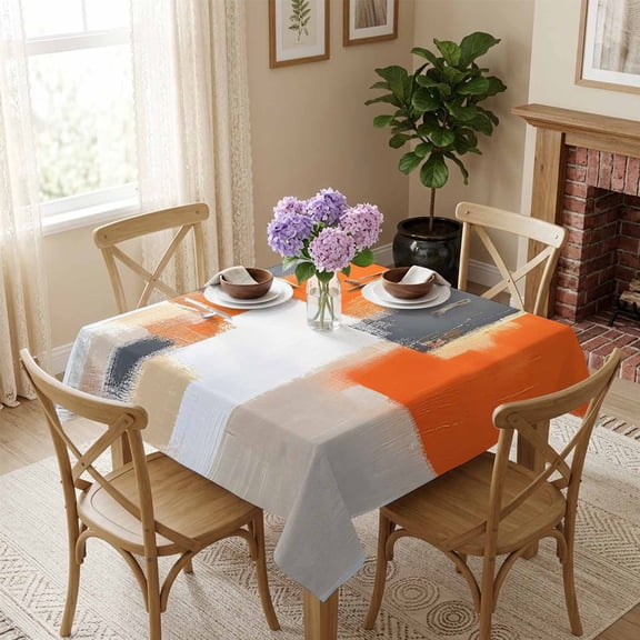 Orange Graffiti Square Tablecloth 54x54 Inch Abstract Art Waterproof Polyester Tablecloth for Dining Table, Washable Table Cover for Kitchen Dining Room Wedding Decoration,Stain Resistant