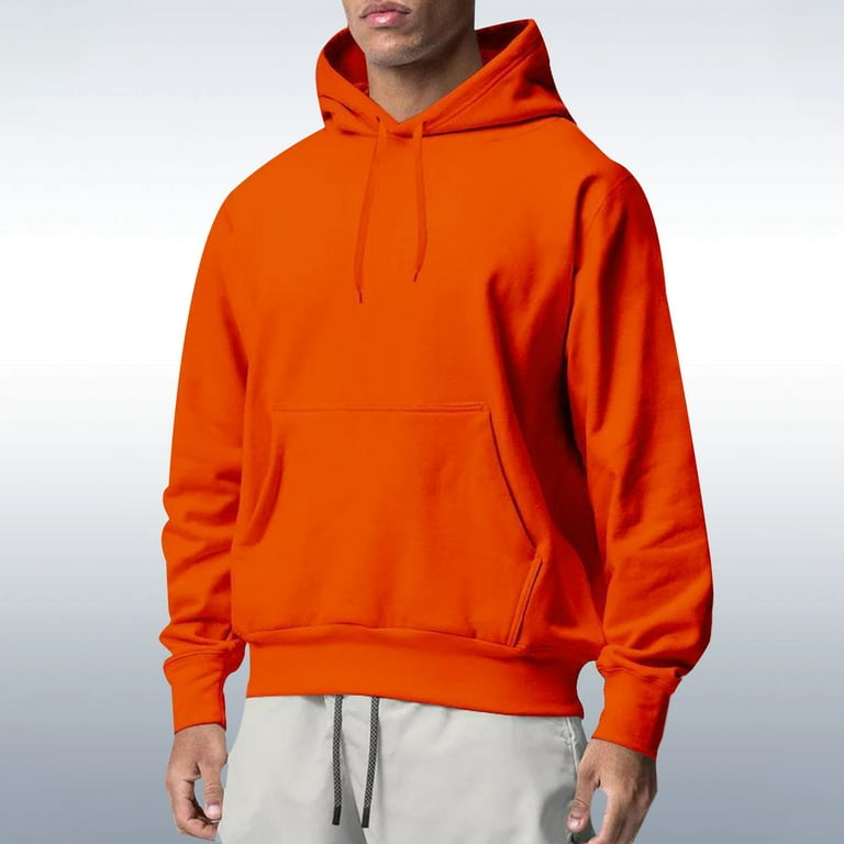 Orange Graphic Hoodies For Men Polyester Carhartt Hoodie Cropped Sweatshirt Men s Sportswear Solid Color Fleece Hoodie
