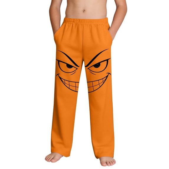 Orange Graphic Pants for Kids Girl Boy Summer Fall Spandex Beach Lounge Hawaiian Tropical Straight Leg Long Leg Pants Kid 2026 Clothing Trendy Country Concert Y2K 12 Years