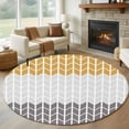 thumbnail image 1 of Orange Gray 6FT Round Area Rugs for Living Room Chevron Abstract Geometric Modern Art Ultra-Thin Non-Slip Round Rugs Machine Washable Low Pile Circle Carpet for Bedroom Kitchen Nursery, 1 of 9
