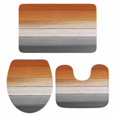 thumbnail image 1 of Orange Gray Bath Mat 3 Piece Bathroom Rug Set, Farmhouse Retro Gradient Wooden Grain Non Slip Bath Rug Contour Mat and Toilet Lid Cover, Absorbent Shower Mats Soft Bath Rugs and Mats Sets, 1 of 8