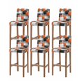 thumbnail image 1 of Orange Gray Black Bar Stool Covers Set of 6, Modern Abstract Geometric Plaid Stretch Washable Bar Chair Covers with Backs, Removable Pub Counter Height Chair Cover for Kitchen Dining Room Cafe, 1 of 7
