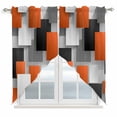 thumbnail image 1 of Orange Gray Black Kitchen Window Curtains, Swag Curtains Valance for Bedroom Living Room Bathroom, Modern Abstract Geometric Plaid Rod Pocket Window Treatment Curtain Block Drapes 2 Panels 36"x45", 1 of 9