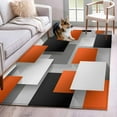 thumbnail image 1 of Orange Gray Black Runner Rug 2.7x5 FT, Non Slip Entryway Carpet, Modern Abstract Geometric Plaid Washable Soft Floor Carpet Entrance Mat Non-Shedding Throw Rug for Hallway Laundry Room Bedside, 1 of 9