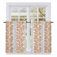 thumbnail image 1 of Orange Gray Botanical Kitchen Curtains, Pastoral Spring Summer Leaf Aesthetics Light Filtering Window Curtain Panels, 2Pcs Rod Pocket Window Treatments Set for Cabin Bathroom Bedroom 52x45 Inches, 1 of 9