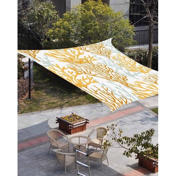 Orange Gray Coral Coastal Sun Shade Sail 8'x10' Rectangle Outdoor Shade Canopy, Summer Beach Seaside Nautical Porch Shades Outdoor Sun Blocking Screen, Sunshade Cloth Covers for Patio/Deck/Garden