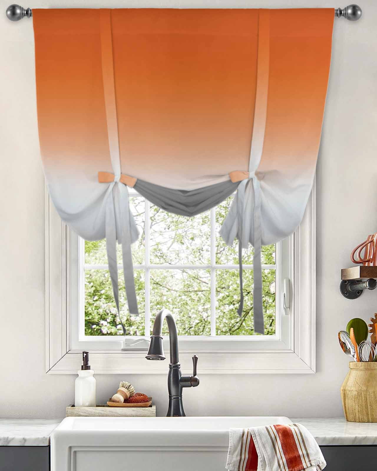 Orange Gray Gradient Abstract Window Curtain for Living Room Bedroom ...