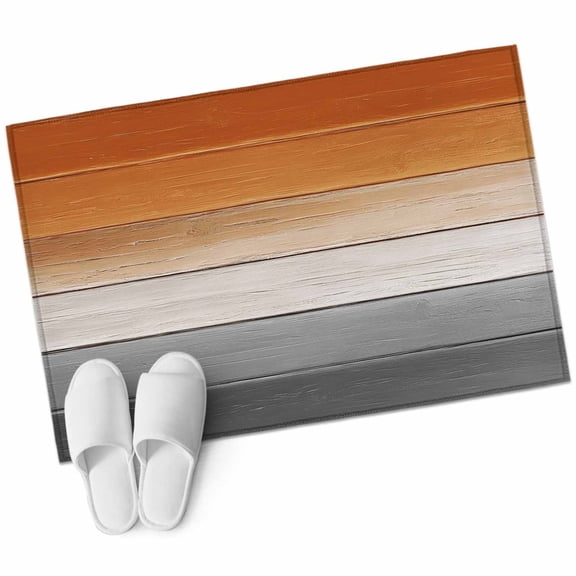 Orange Gray Large Area Rugs for Bedroom Living Room, Soft Non Slip Carpet Bedside Rug, Farmhouse Retro Gradient Wooden Grain Rectangular Floor Cover Kitchen Accent Rug 2'x3' for Dining Room/Office