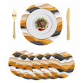 thumbnail image 1 of Orange Gray Ombre Round 13 Inch Placemats Set of 6, Modern Geometric Moire Abstract Art HeatResistant Non Slip Place Mats for Dining Table, Wipeable Braided Kitchen Table Mats for Housewarming, 1 of 9