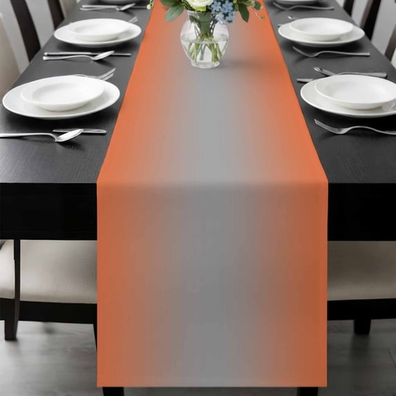 Orange Gray Ombre Table Runner 70 Inches Long, Modern Gradient Abstract Art Kitchen Coffee Dining Table Decoration for Home Party Birthday Wedding Home Decor 13x70 Inches