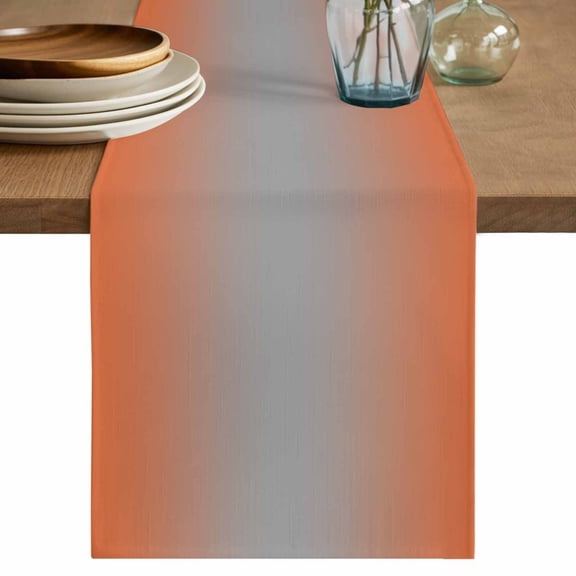 Orange Gray Ombre Table Runner, Modern Gradient Abstract Art Washable Cotton Linen Table Runners 36 Inches Long, Dresser Scarf Runner for Nightstand/End Tables/Round Tables 13''x36''