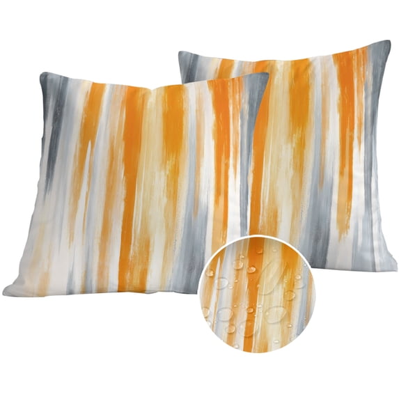 Orange Gray Outdoor Pillow Covers 26x26 Set of 2,Waterproof Patio Throw Pillowcase Protectors,Retro Country Abstract Ombre Aesthetic Decorative Pillow Shams Cushion Covers for Seat Bed Couch Sofa