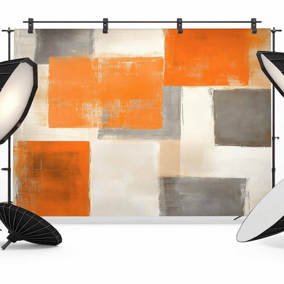 Orange Gray Paint Backdrop for Photography, Abstract Mottled Oil Painting Texture Photo Backdrop Portrait Background Party Banner Photo Backgrounds for Studio Booth Props, 7x5ft